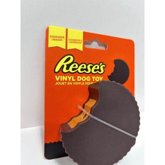 Reese’s Vinyl Dog Toy Squeaky Peanut Butter Cup Shape Logo Design Fun Play - Picture 2 of 5